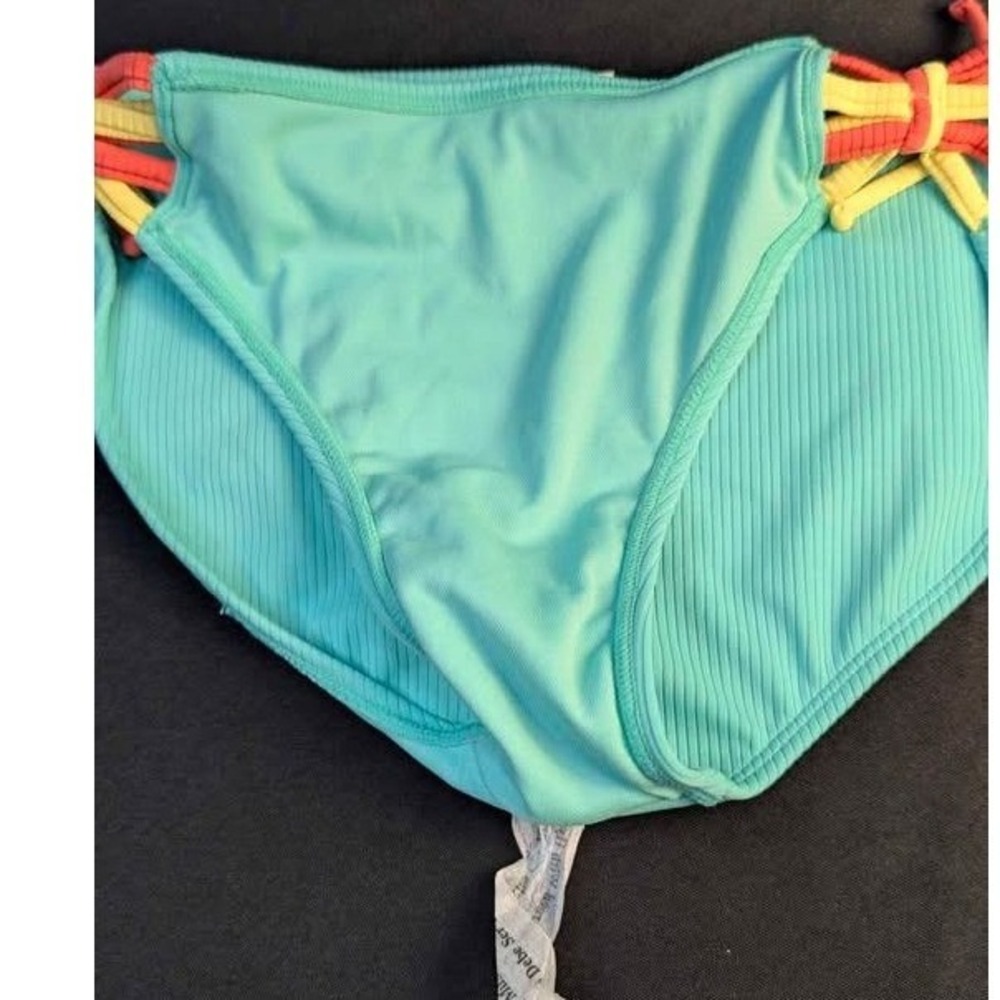 Art Class~Girls Bikini Bottom ~ Size XL 14 ~ Aqua Green/Ribbed/Multi Strappy Tie - Picture 9 of 11